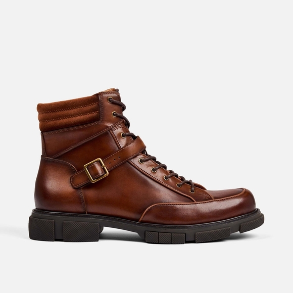 Men\'s Atlas Brandy Leather Strap Stylish Brown Leather Boots